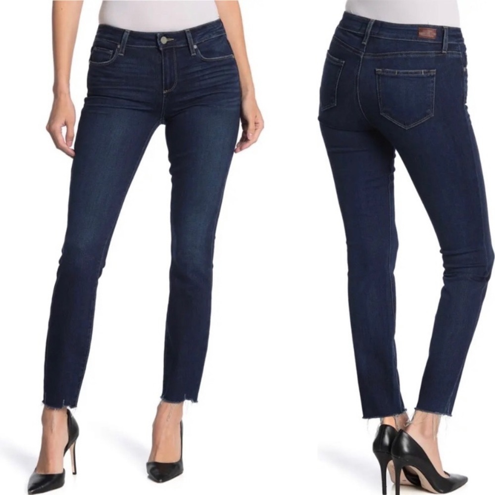 PAIGE 29 (8) Verdugo Ankle Skinny Jeans Fray Hem Mid Rise Stretch Darton Dark